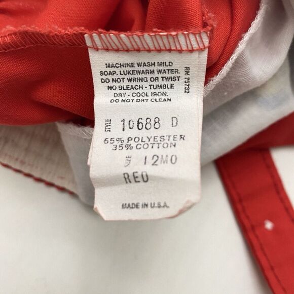 VTG Montgomery Ward Lightweight Red Shortalls Romper 12 Months Shoe Print - Picture 5 of 7